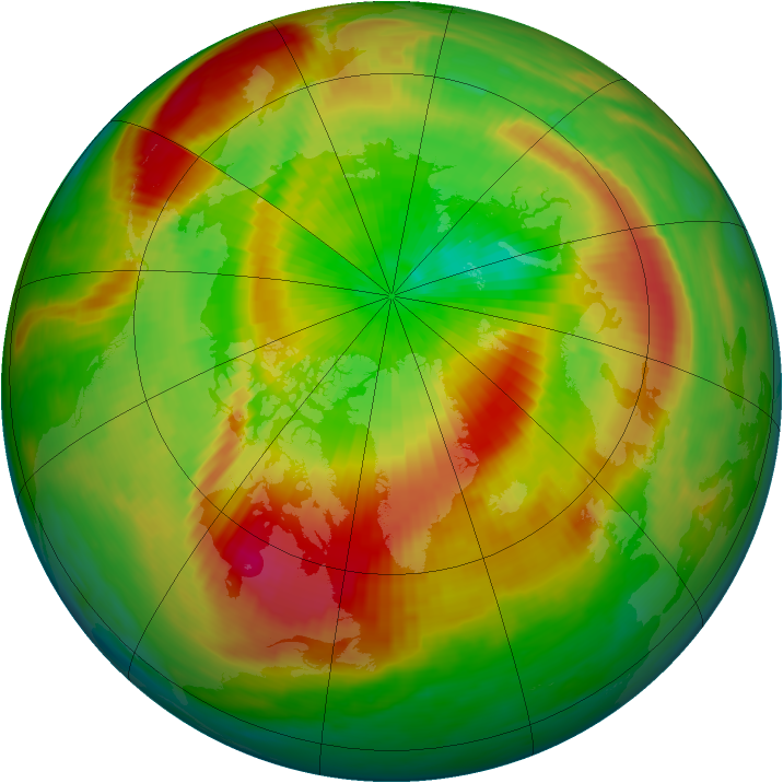 Arctic ozone map for 27 March 1990